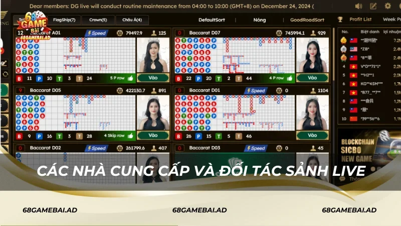 Các nhà cung cấp và đối tác tại Sảnh Live