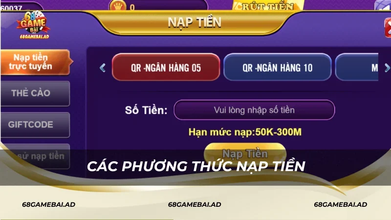 Các phương thức nạp tiền