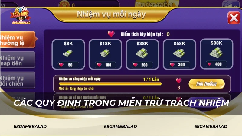 Các quy định trong miễn trừ trách nhiệm