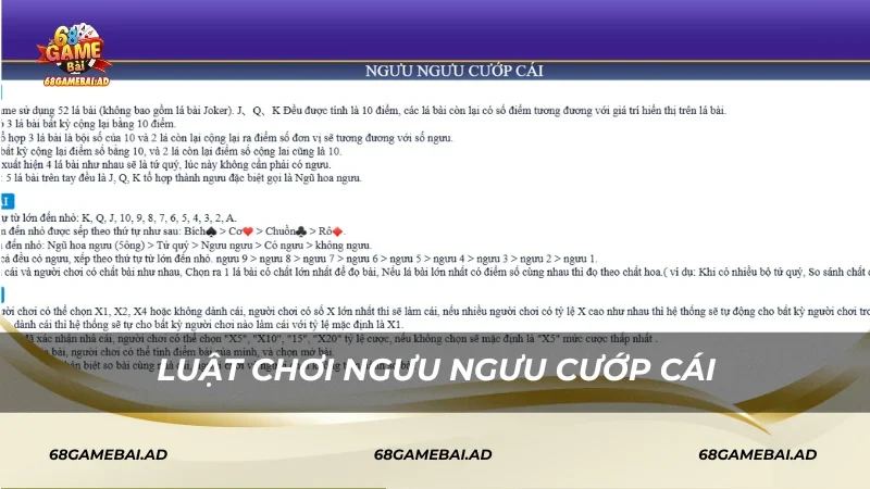 Luật chơi Ngưu Ngưu Cướp Cái