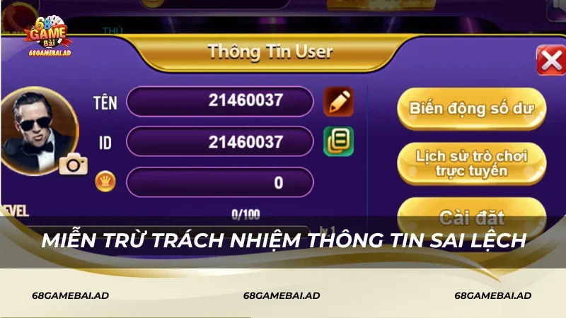 Miễn trừ trách nhiệm thông tin cá nhân sai lệch