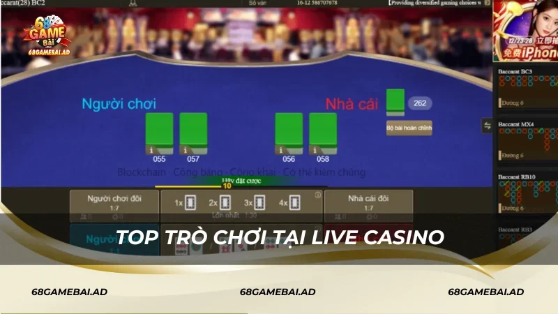 Top trò chơi tại Live Casino